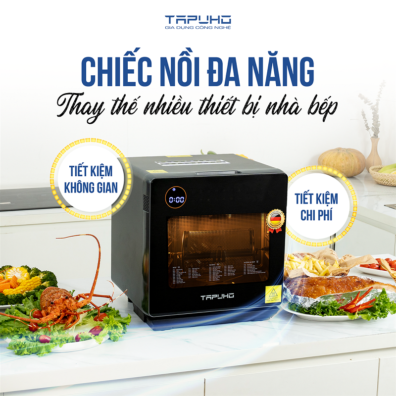 Đánh giá siêu phẩm nồi chiên hơi nước tapuho tsf16 hot nhất thị trường