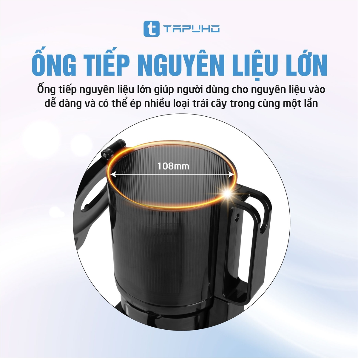 Máy ép TSJ66 sở hữu ống tiếp nguyên liệu có đường kính rộng lên tới 108mm