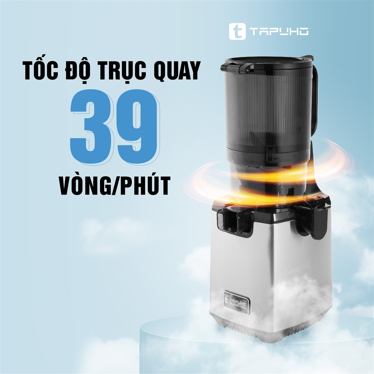 Tốc độ quay cực chậm giúp ép kiệt lên tới 98%, giữ lại tối đa chất dinh dưỡng trong thực phẩm