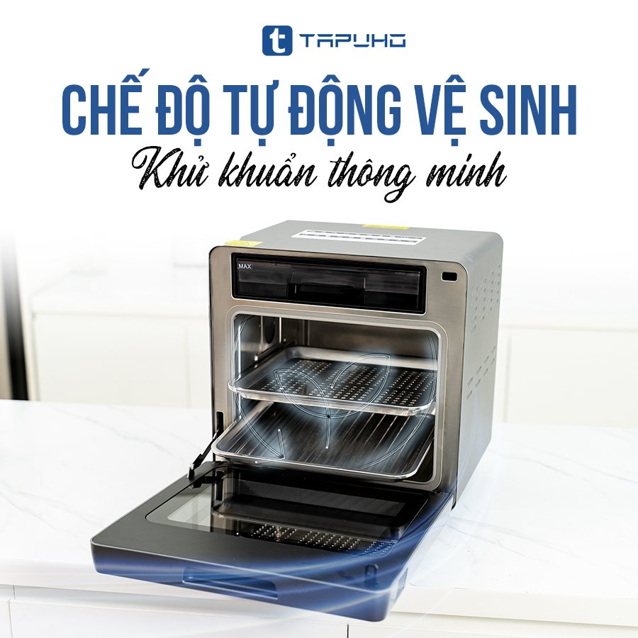 Chế độ vệ sinh khử khuẩn tự động độc quyền trên nồi chiên hấp Tapuho TSF16