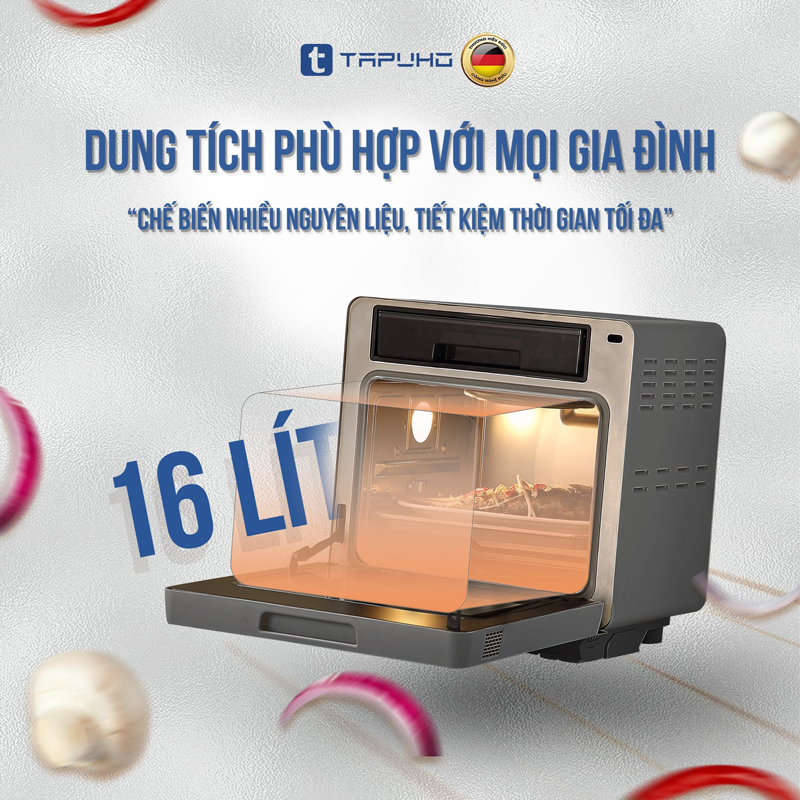 Review nồi chiên hơi nước Tapuho TSF16 được cài đặt 60 chương trình nấu tự động giúp bạn chế biến món ngon chỉ bằng 1 nút chạm