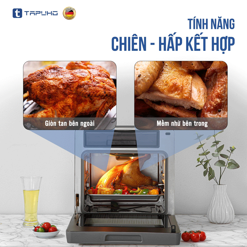 Nồi chiên hơi nước Tapuho TSF16 kết hợp nhiều tính năng hiện đại