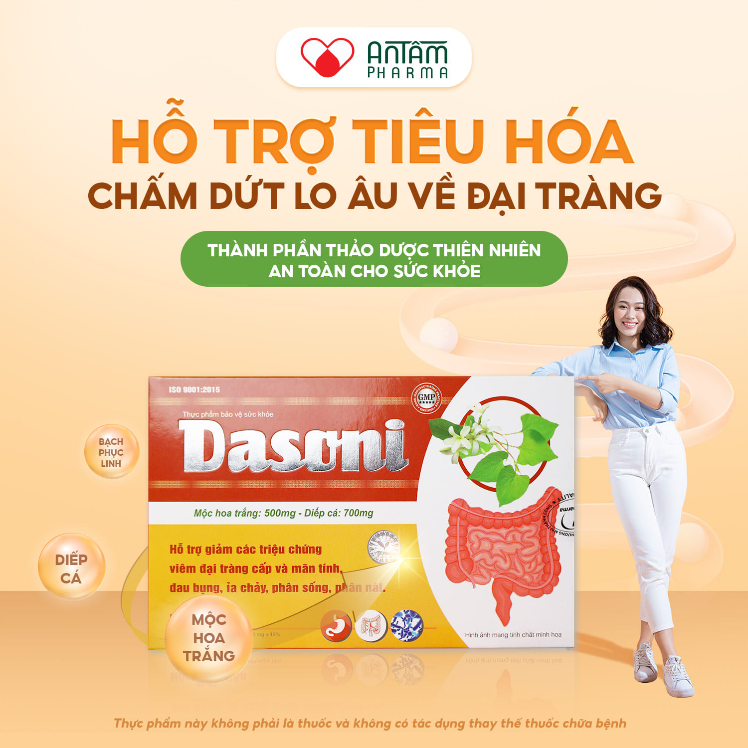 Viên uống Dasoni - Hỗ Trợ Tiêu Hóa, Đại Tràng - Hộp 3 Vỉ x 10 Viên