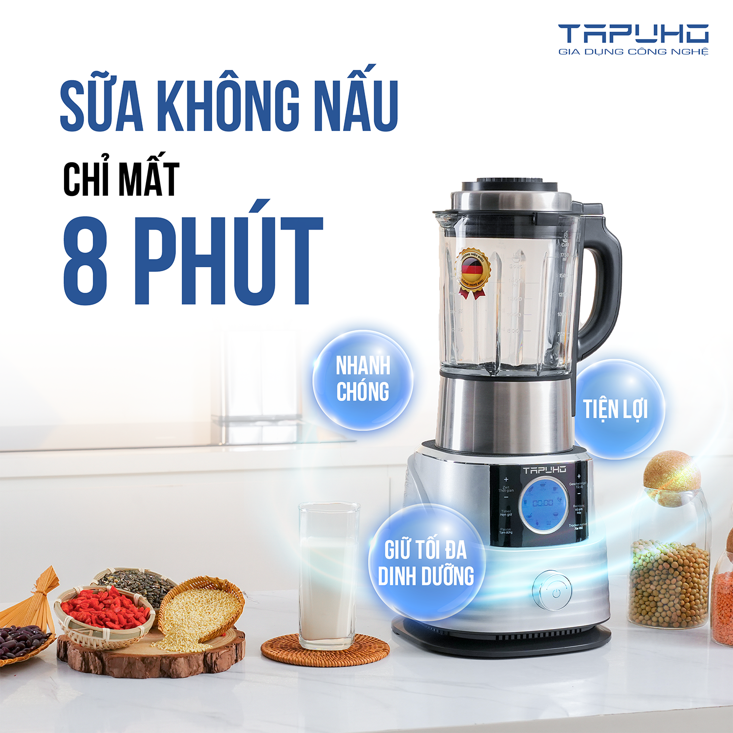 nấu sữa chỉ 8 phút