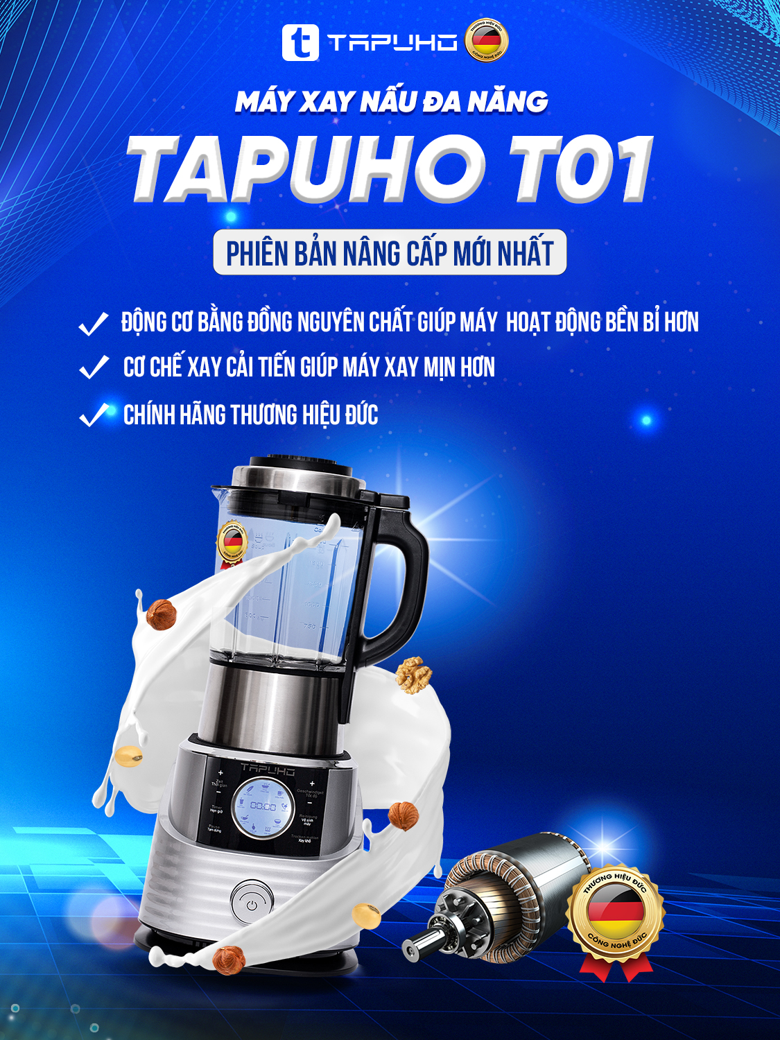 Máy làm sữa hạt TAPUHO T01 thế hệ mới